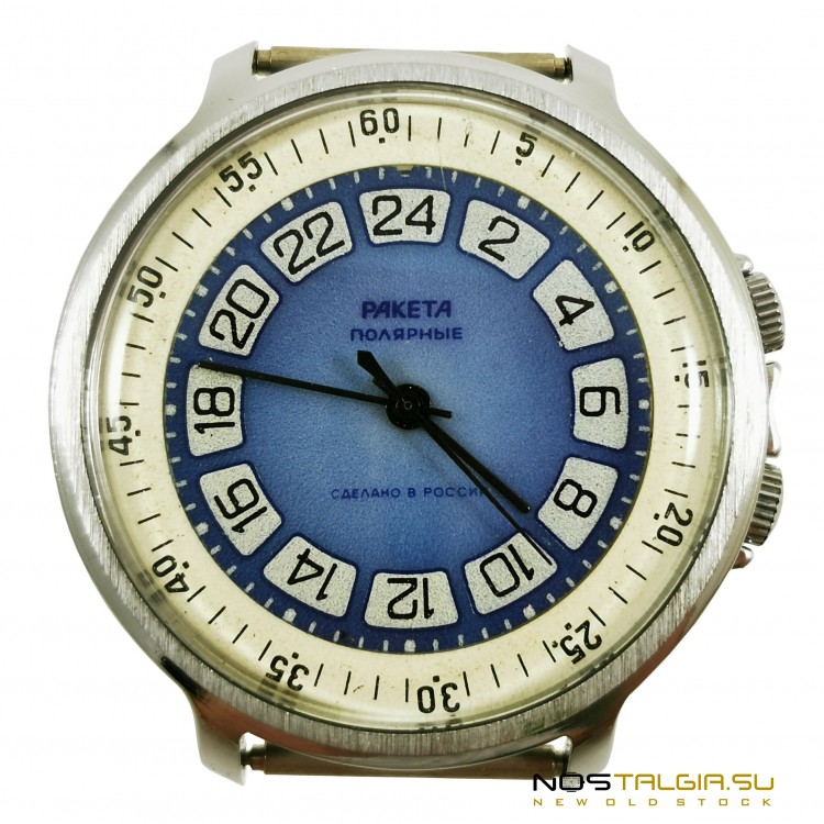 非常罕见的手表"火箭"-极地"手表"（24小时）与机制2623。N苏联，新从存储